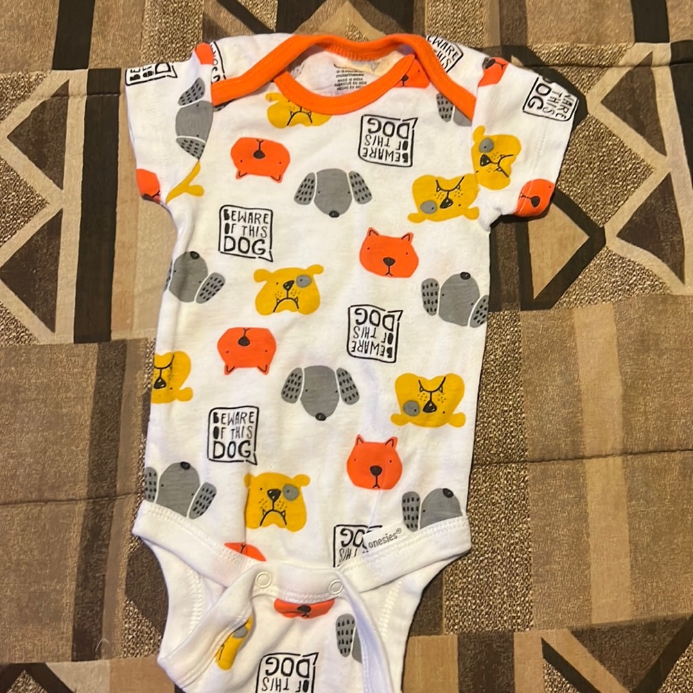 Dog print 0/3 months onesie